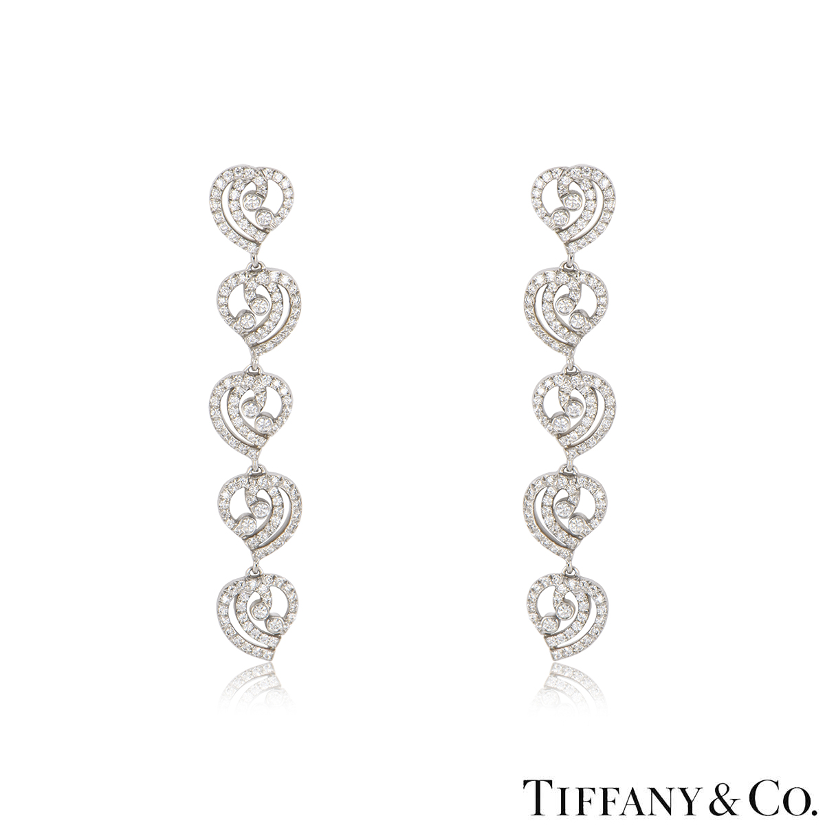 Tiffany & Co. Platinum Diamond Earring & Bracelet Suite 3.35ct TDW